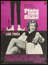 4v199 BAREFOOT IN THE PARK French 23x32 '67 art & image of Redford's feet & sexy Jane Fonda!