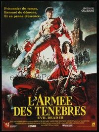 4v244 ARMY OF DARKNESS French 15x21 '93 Sam Raimi, great art of Bruce Campbell with chainsaw hand!