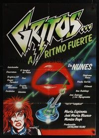 4v017 GRITOS... A RITMO FUERTE Spanish '84 Montse Bayo, great rock & roll art!