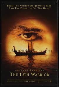 4w007 13th WARRIOR DS 1sh '99 extreme c/u of Antonio Banderas' eye, directed by Michael Crichton!