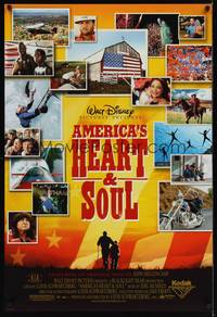 4w033 AMERICA'S HEART & SOUL DS 1sh '04 Walt Disney, images of fireworks, skydiving & more!