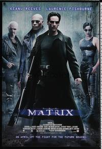 4w447 MATRIX advance DS 1sh '99 Keanu Reeves, Carrie-Anne Moss, Laurence Fishburne, Wachowski Bros!