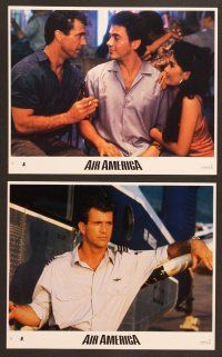4x020 AIR AMERICA 8 8x10 mini LCs '90 Mel Gibson & Robert Downey Jr. are flying for the CIA!