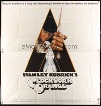 4y051 CLOCKWORK ORANGE int'l 6sh '72 Stanley Kubrick classic, Philip Castle art of Malcolm McDowell