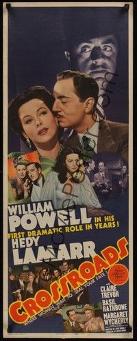 4y032 CROSSROADS insert '42 great close up of William Powell & sexy Hedy Lamarr, Basil Rathbone