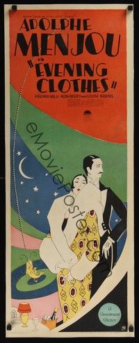 4y016 EVENING CLOTHES insert '27 wonderful colorful art of French Adolphe Menjou & Virginia Valli!