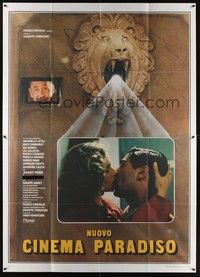 4y232 CINEMA PARADISO Italian 2p '89 cool different image of projected young lovers kissing!