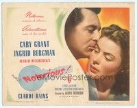 4y122 NOTORIOUS TC '46 close up of Cary Grant & Ingrid Bergman, Alfred Hitchcock classic!