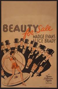 4y066 BEAUTY FOR SALE WC '33 great deco art of sexy Madge Evans with giant compact & top hat men!