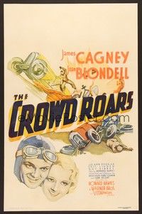 4y071 CROWD ROARS WC '32 James Cagney romances Joan Blondell & wins the Indy 500, Howard Hawks