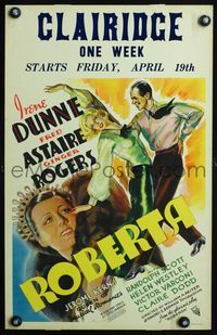 4y096 ROBERTA WC '35 art of Irene Dunne + full-length Astaire & Rogers dancing by Irvino Boyer!
