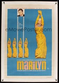 4z293 MARILYN linen Argentinean '63 sexy full-length image of young Monroe, plus Rock Hudson too!