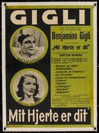 4z311 CASA LONTANA linen Danish '39 great portraits of Benjamino Gigli & Kirsten Heiberg!