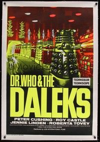 4z234 DR. WHO & THE DALEKS linen English 1sh R60s Peter Cushing, the wildest space adventure!