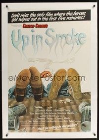 4z238 UP IN SMOKE linen English 1sh '78 Cheech & Chong marijuana drug classic, cool different art!
