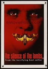 4z239 SILENCE OF THE LAMBS linen English double crown '90 Anthony Hopkins with moth over mouth!