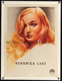 4z376 VERONICA LAKE linen French 23x32 '40s incredible art of the beautiful star by Roger Soubie!