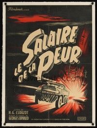 4z377 WAGES OF FEAR linen French 23x32 R1950s Henri-Georges Clouzot, cool different Ferracci art!