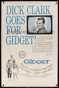 4z080 GIDGET linen style B 1sh '59 American Bandstand's Dick Clark goes for Sandra Dee!
