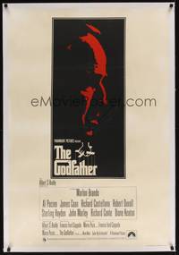 4z235 GODFATHER linen English 1sh '72 great art of Marlon Brando, Francis Ford Coppola classic!