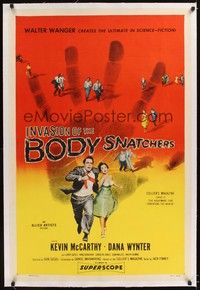 4z104 INVASION OF THE BODY SNATCHERS linen 1sh '56 classic horror, the ultimate in science-fiction!