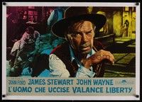 4z302 MAN WHO SHOT LIBERTY VALANCE linen Italian photobusta '62 James Stewart behind Lee Marvin!
