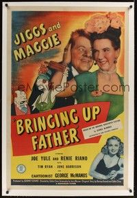 4z106 JIGGS & MAGGIE BRINGING UP FATHER linen 1sh '46 cartoon art by George McManus!