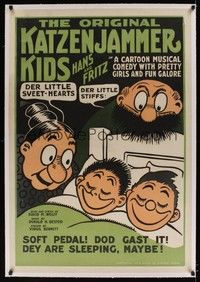 4z108 KATZENJAMMER KIDS linen 1sh '20s great cartoon art of Mama, The Captain, and Hans & Fritz!