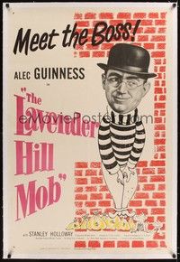 4z112 LAVENDER HILL MOB linen 1sh '51 Charles Crichton classic black comedy, Boss Alec Guinness!