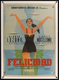 4z275 HAPPINESS linen Mexican poster '57 Alfonso Corona Blake's Felicidad, art by German Horado!