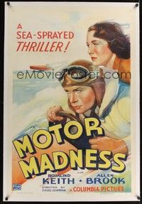 4z129 MOTOR MADNESS linen 1sh '37 guy turns to smuggling gangsters to pay for his girl's operation!