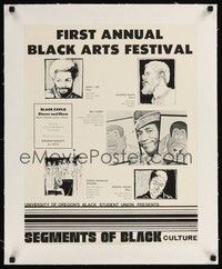 4z220 FIRST ANNUAL BLACK ARTS FESTIVAL linen special 17x22 poster '70s Bill Cosby & other artists!