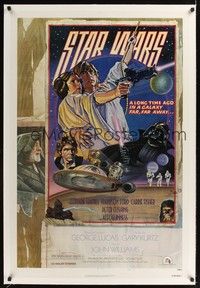 4z174 STAR WARS linen NSS style D 1sh 1978 George Lucas classic sci-fi epic, art by Struzan & White!