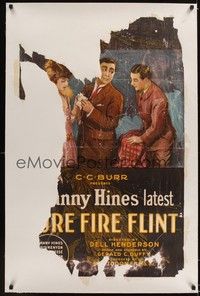4z176 SURE FIRE FLINT linen 1sh '22 art of Johnny Hines between Edmund Breese & Effie Shannon!
