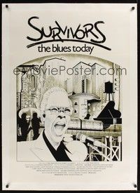 4z177 SURVIVORS THE BLUES TODAY linen 1sh '84 art of blues singer & elevated train by Glenn Wolff!