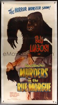 5a259 MURDERS IN THE RUE MORGUE linen 3sh R48 full-length giant fake ape over sexy Sidney Fox!