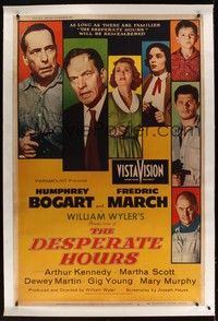 5a268 DESPERATE HOURS linen 40x60 '55 William Wyler, different color portraits of Bogart & cast!