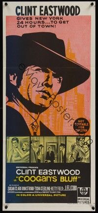 5a028 COOGAN'S BLUFF Aust daybill '68 art of Clint Eastwood in New York, directed by Don Siegel!