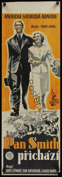 5a109 MR. SMITH GOES TO WASHINGTON Czech 12x34 1940s Frank Capra, art of James Stewart & Jean Arthur!