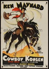5a125 COWBOY KONGEN Danish '29 Ken Maynard, Albert Rogel, cool Wenzel rodeo artwork!
