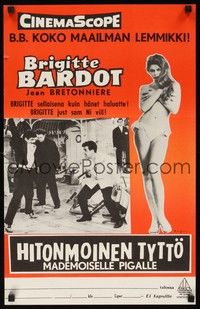5a039 THAT NAUGHTY GIRL Finnish '58 full-length image of sexy Brigitte Bardot!