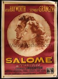 5a289 SALOME linen Italian 1p '54 different art of Rita Hayworth & Stewart Granger by Ballester!