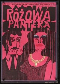 5a167 PINK PANTHER Polish 23x33 '69 Peter Sellers & David Niven, wacky art of couple by Krajewski!