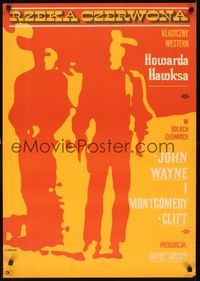 5a169 RED RIVER Polish 23x33 '48 great artwork of John Wayne, Montgomery Clift, Howard Hawks!