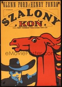 5a170 ROUNDERS Polish 23x33 '69 cowboys Glenn Ford & Henry Fonda, western Gorka art!