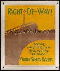 5a271 RIGHT-OF-WAY linen special 36x43 '29 cool Henry Lee railroad safety poster used in the UK!