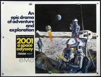 5a267 2001: A SPACE ODYSSEY linen Cinerama subway poster '68 Kubrick, art of astronauts by McCall!