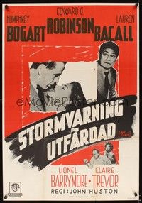 5a064 KEY LARGO Swedish 29x39 '48 Humphrey Bogart, Lauren Bacall, Edward G. Robinson, Huston film noir!