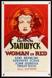5a245 WOMAN IN RED S2 recreation 1sh 2000 wonderful artwork of Barbara Stanwyck!