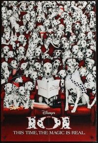 5b004 101 DALMATIANS int'l teaser 1sh '96 Walt Disney live action, dogs in theater!